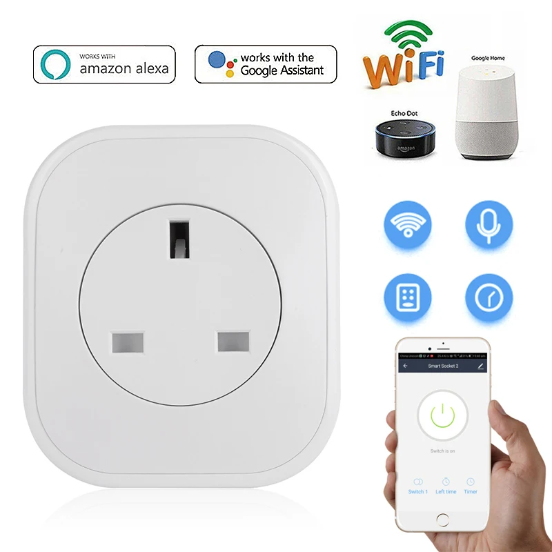 Wi-Fi умная розетка 10А ЕС Великобритания вилка мобильное приложение Дистанционное управление USB умный голосовой переключатель синхронизации работа для Amazon Alexa Google Home IFTTT