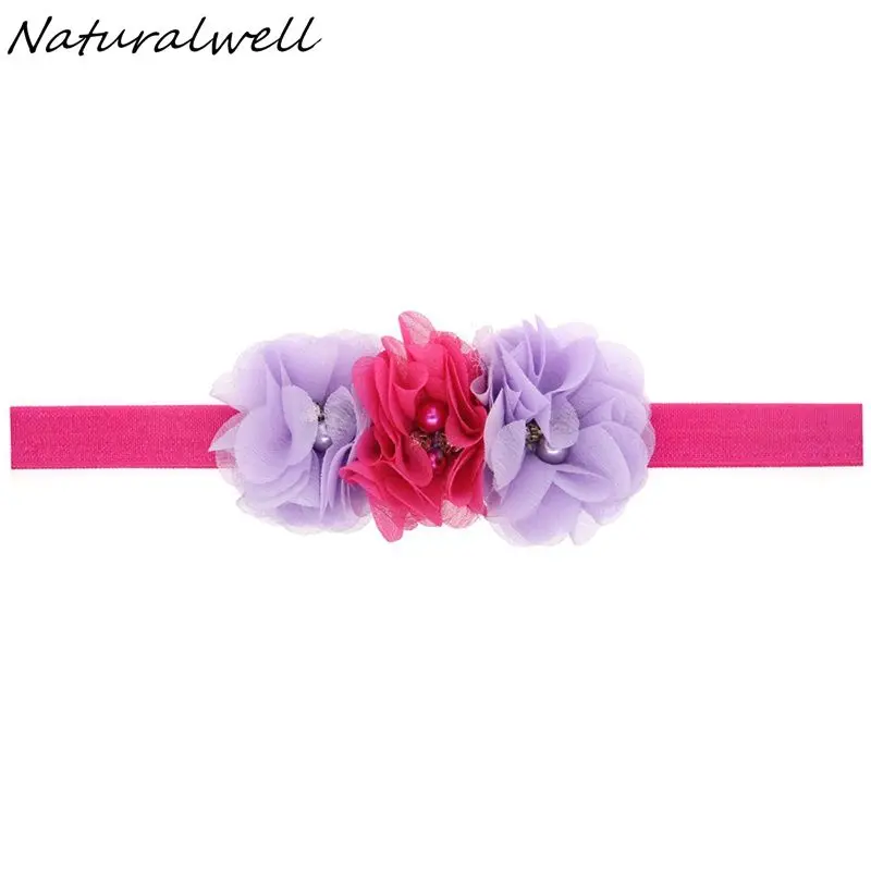 Naturalwell/шифоновая повязка на голову с цветами и жемчугом для маленьких девочек