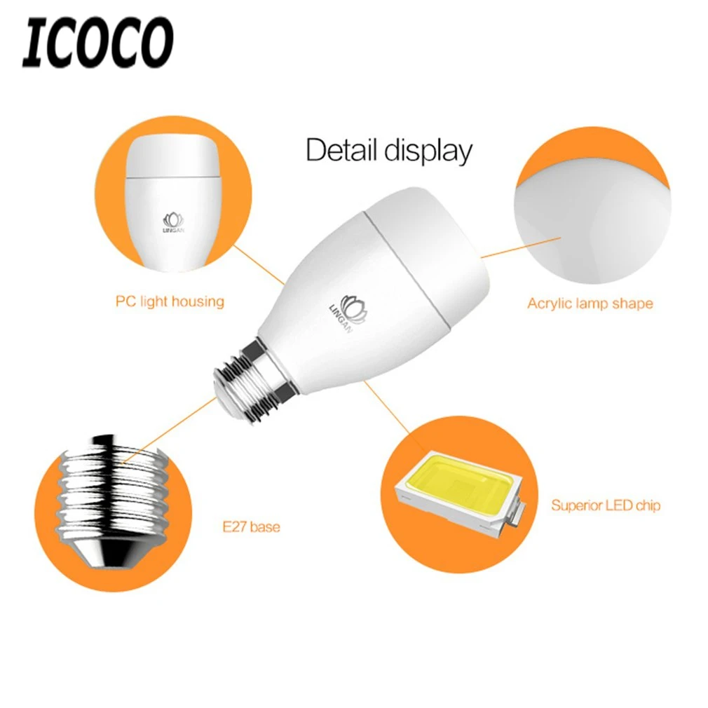 E27 многоцветный smart led dimmer лампа внутреннего мобильного телефона Беспроводной