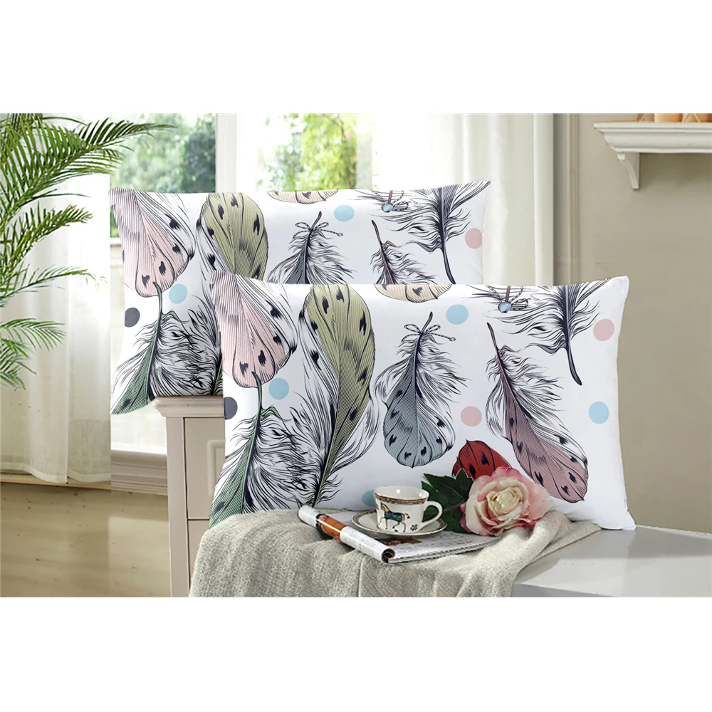 

Colorful Feather Bedding Sets Dream Catcher Duvet Cover Bohemia Design Bedding Set Polyester Home Textile White Bedclothes 3Pcs