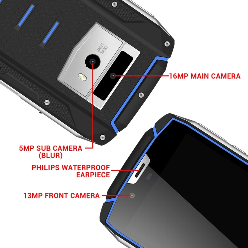VKworld VK7000 IP68 Водонепроницаемый смартфон 5 2 &quotдюймовый 4 GB + 64 Android 8 0 5600 mAh Face ID 13.0MP