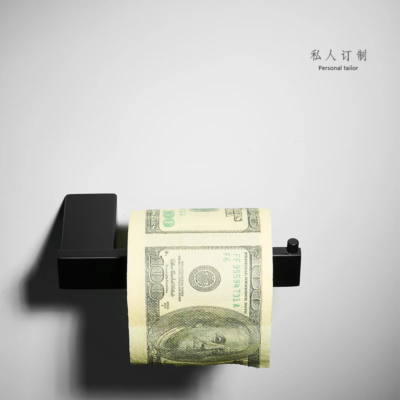 

Nordic Towel rack stainless steel bathroom glass shelf paper box Black Matte toilet bathroom hardware accessories set