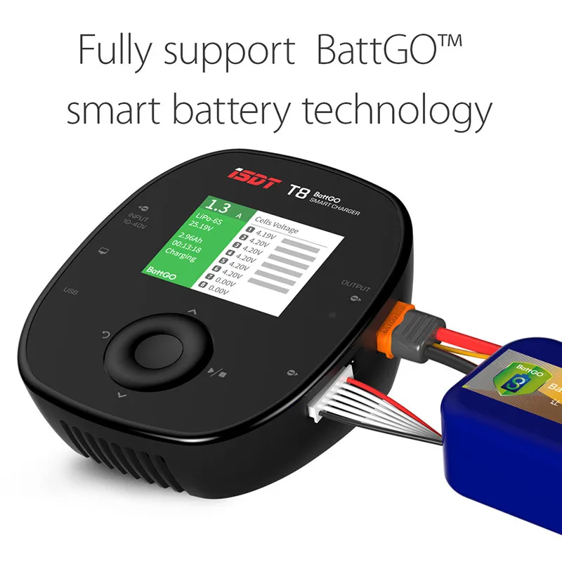 ISDT T8 BattGo 1000 Вт 30A Smart Battery Balance Balancing зарядное устройство для 1 8S Lipo Charging For RC Models