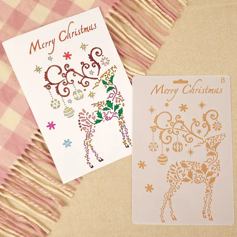 26*17 см олень Счастливого Рождества сделай сам слойные трафареты рисунок