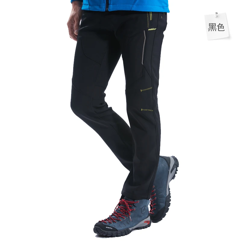 black pants hiking Уличные брюки зимние теплые флисовые брюки для спорта на открытом воздухе водонепроницаемые лыжные треккинговые походные мужские брюки 1820A - Цвет: black pants hiking
