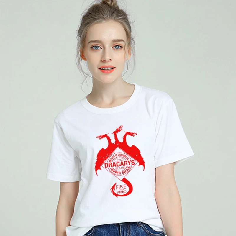 2019 Новинка Dracarys On Fire Футболка женская хлопковая Harajuku эстетика короткий рукав