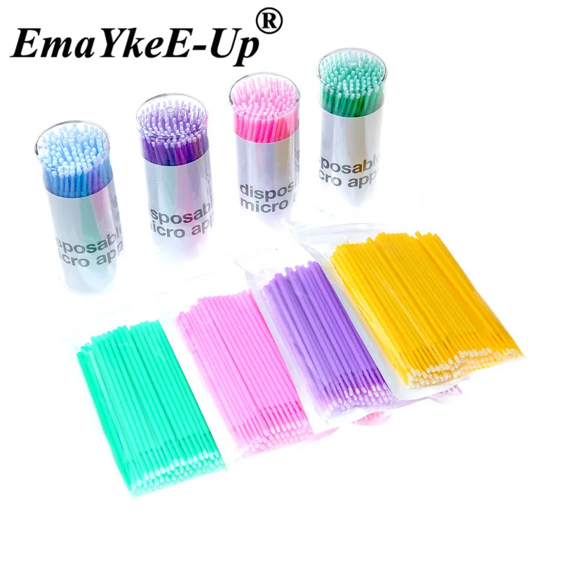 100Pcs Durable Micro Applicators Disposable Brush Individual Lash Removing Tools Swab Mini brushes Makeup Eyelash Extension Tool