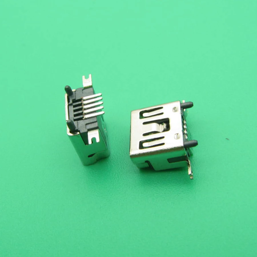 10 шт. мини-USB Тип B гнездо 5-контактный DIP вертикальные ножки PCB 180 градусов разъем V3