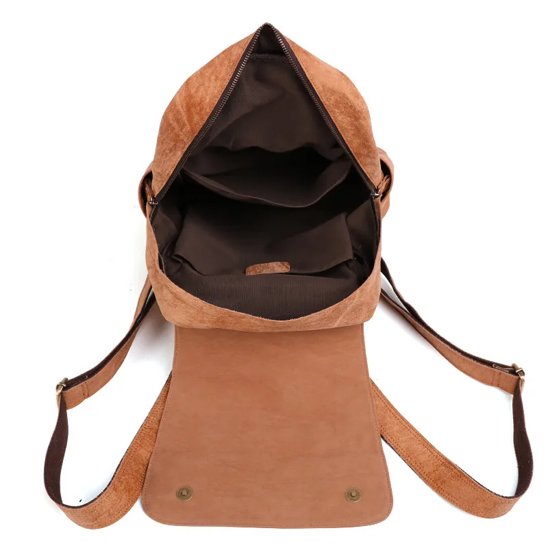 Винтажный натуральный нубук коровья кожа мужской рюкзак идеальное качество