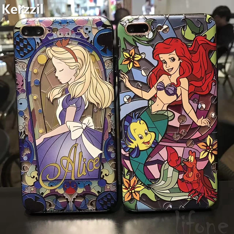 Kerzzil 3D рельефный милый чехол принцессы русалки для IPhone 7 6 6S Plus матовый телефона с