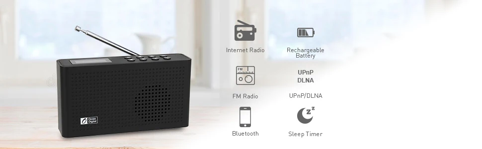 DAB+/WiFi/FM/UPnP/DLNA океанское цифровое WR-26 многоязычное меню портативное интернет радио Bluetooth 2000 мАч батарея