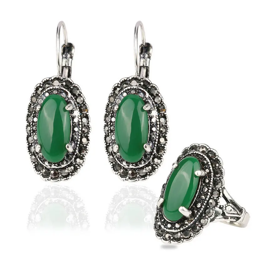 Горячая Распродажа Винтажные серьги и кольца ювелирные наборы посеребренный