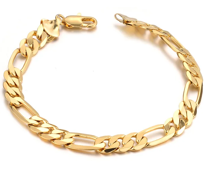 Тонкая желтая позолоченная Женская и мужская цепочка для браслета 8 3 дюйма|bracelet