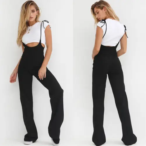 

Элегантный черный комбинезон на шнуровке, повседневный женский комбинезон с галстуком-бабочкой и низким вырезом, модный сексуальный комби...