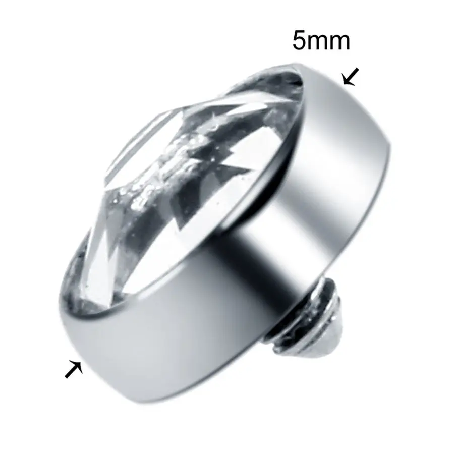 Silver v Clear 5mm 10 шт./лот, титановый пирсинг, микро Кожный Якорь, Круглый драгоценный камень, имплантат для кожи дайвера, ювелирное изделие для скрытия кожи, украшения для тела - Окраска металла: Silver v Clear 5mm