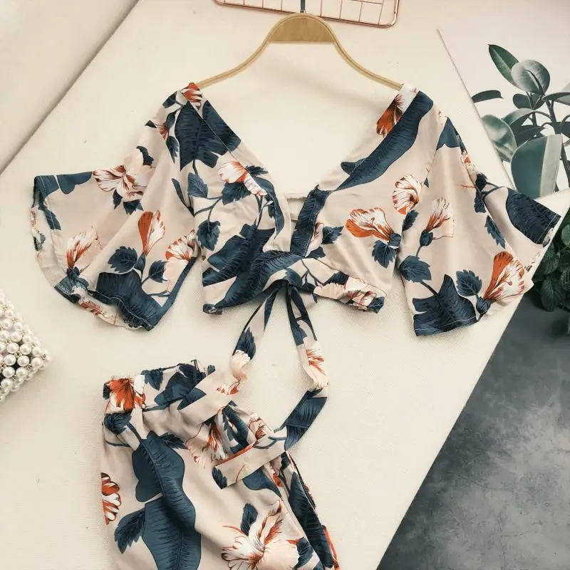 2018 новые модные женские взрослых комплект одежды завод печати рукава летучая