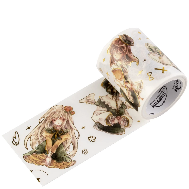 Специальная краска 50 мм в ширину Ретро аниме девушка Бронзирующая лента для