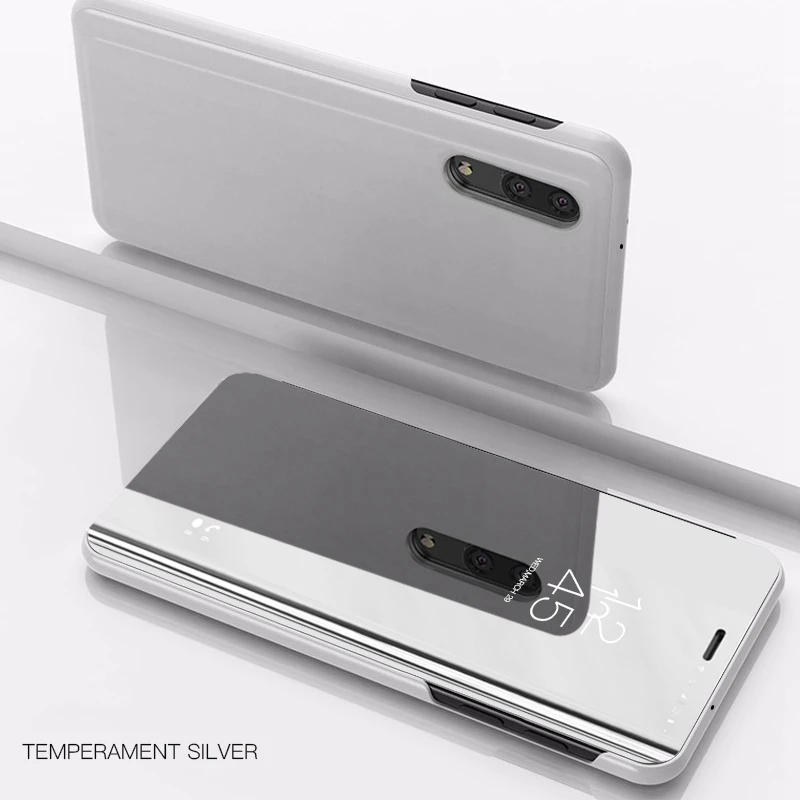 Silver Зеркальный флип-чехол для samsung Galaxy A50 A7 S8 S9 S10 Lite J8 J6 J4 Plus A20 A30 A40 A70 A90 M20 M10 A10 A80 J2 крышка сердечника - Цвет: Silver