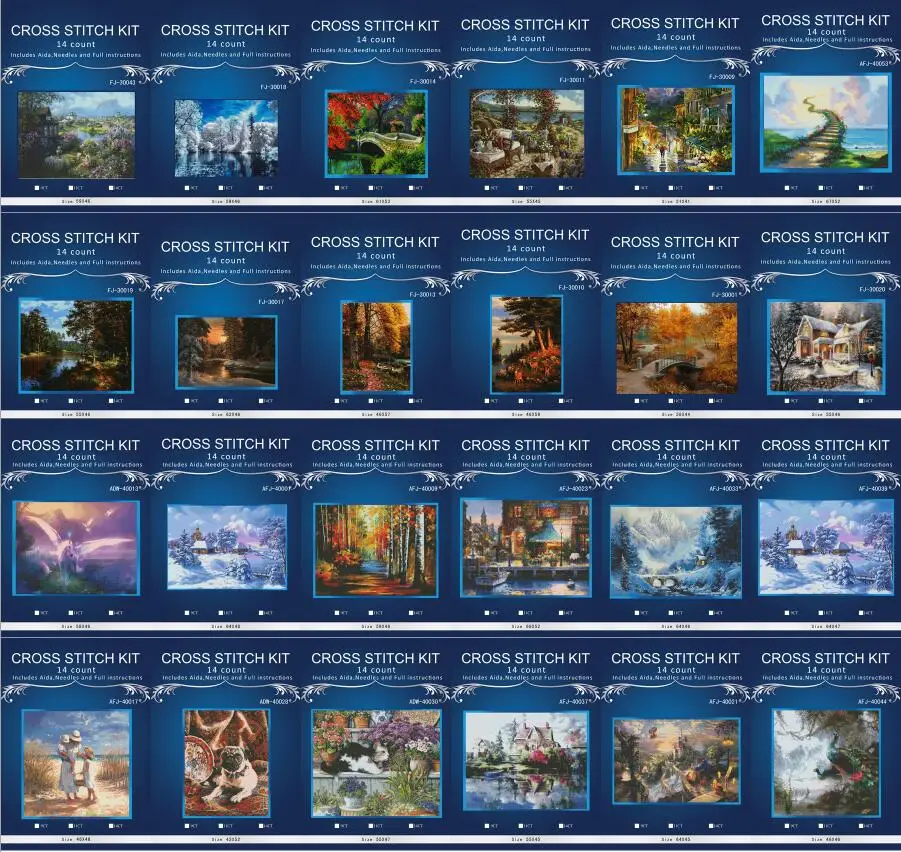 

oneroom ross Stitch Embroidery Kits 14CT scenery Cotton Thread Painting DIY Needlework DMC New Year Home Decor 1