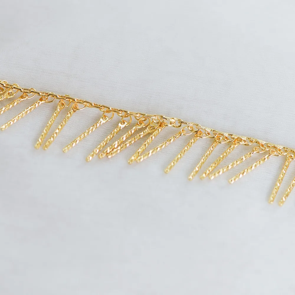 Gold Plated Brass Beaded Chains Link Chain with 15mm Stick Bar Beads Jewelry Craft Wholesale (#LK-194)/ 1 Meter=3.3 Ft | Украшения и