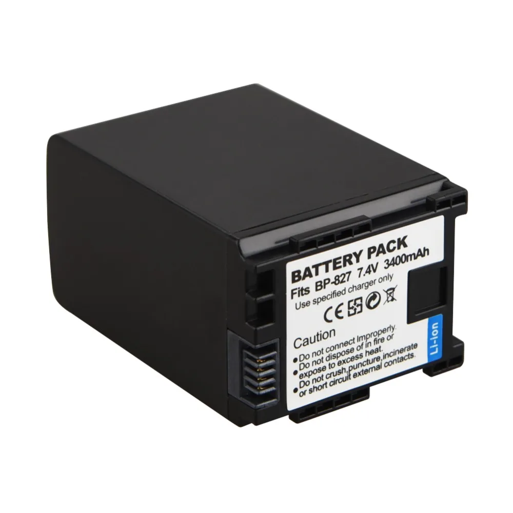 BP 827 аккумулятор 3400 мАч для Canon VIXIA HF10 HF11 HF100 HF20 HF21 HF200 HG20 HG21 HFS10 HFS100 HF S10 S11 809