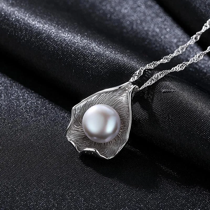 Ожерелье из серебра 925 пробы с пресноводным белым/серым жемчугом 18 дюймов|necklace