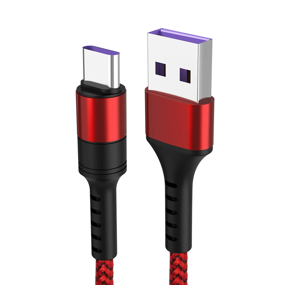 Red Супер зарядка 5А Usb кабель Быстрая зарядка Usb type-c кабель для huawei Honor 20 10 P20 P10 Pro mate 10 mate 9 Pro Usbc кабель 1 м - Цвет: Red
