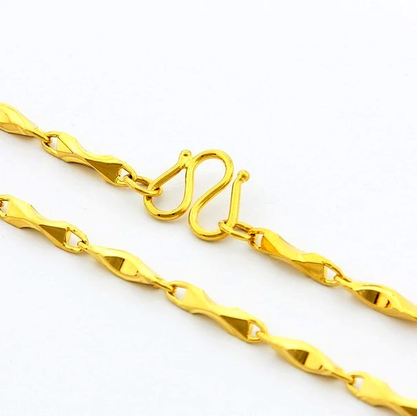 Желтое золото 24 К вакуумное покрытие мм 2 5 ширина Фигаро Цепь ожерелье ювелирные