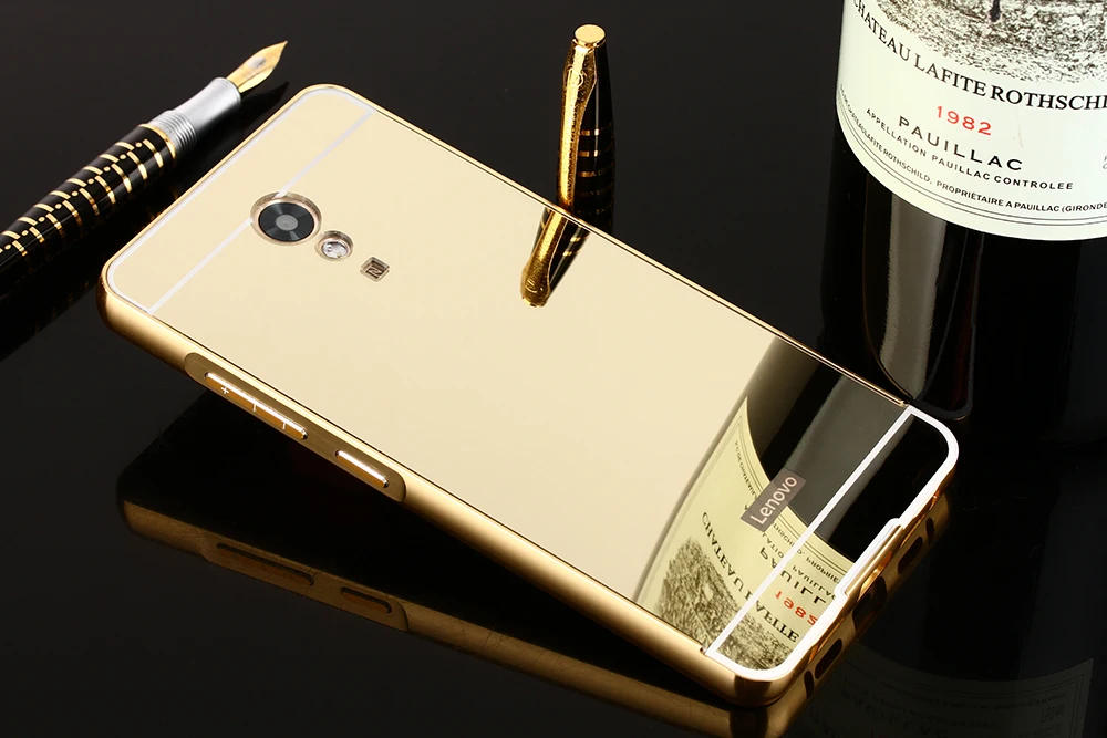 Зеркальный чехол Lenovo Vibe P2 P2a42 металлический алюминиевый каркас с зеркальной