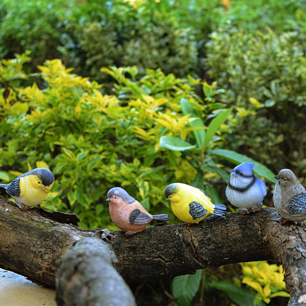 6pcs Photography Props Crafts Ornaments Simulation Bird Artificial Wedding Pollution-free Synthetic Resin Toy Garden Decoration | Дом и сад