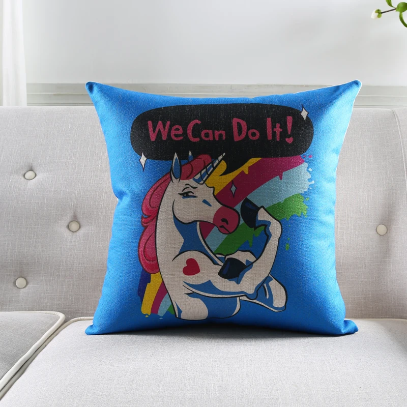 Новый Поп Арт декоративная подушка лен Чехлы Единорог Лев Красочные поп арт