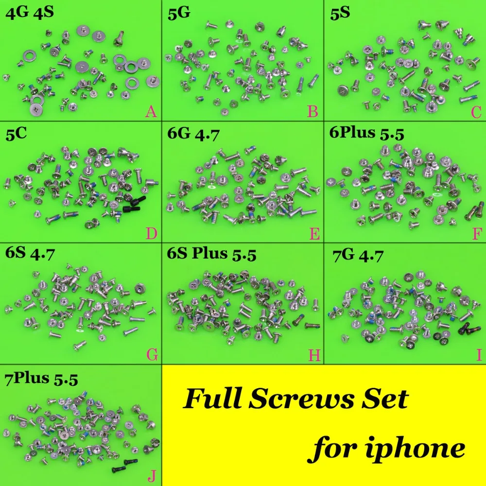 Полный комплект винтов для ремонта iPhone 4 5 6 plus 4G s 7 7plus 8 8Plus 8X Аксессуары мобильных