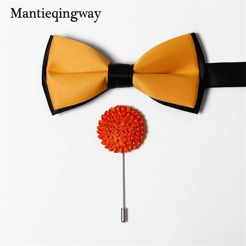 Мужской двухслойный набор с галстуком бабочкой из полиэстера и галстука бабочки