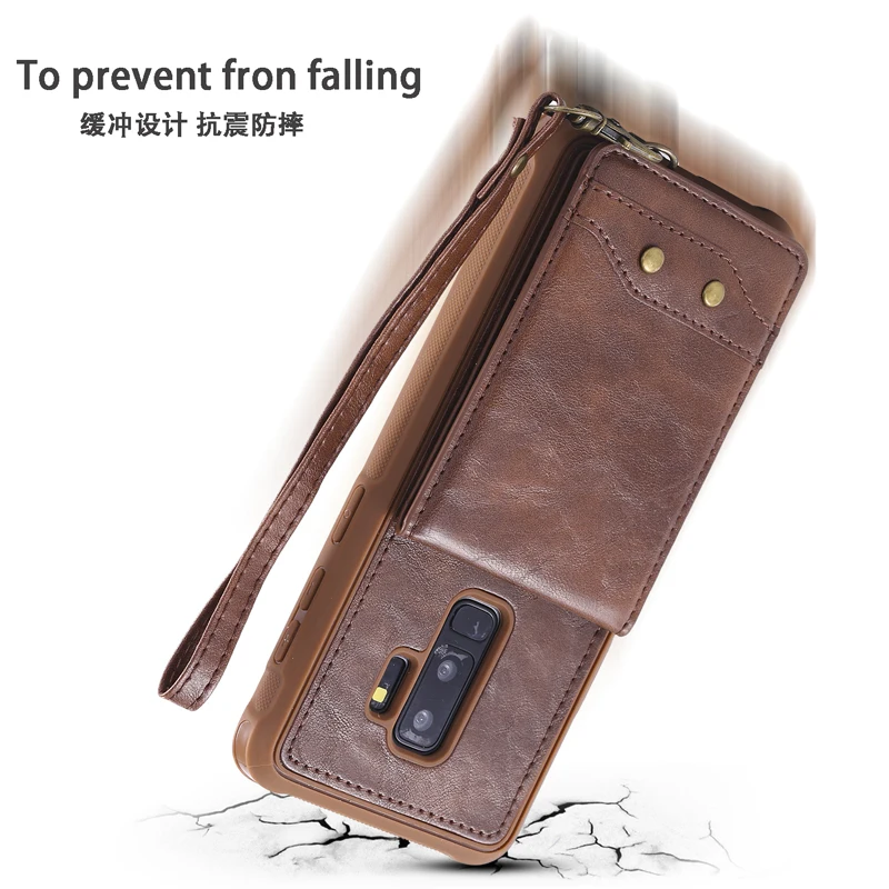 

Phone Anti-fall Flip Leather Wallet+Soft Silicone Case Cover Shell Coque Fundas w/ Two Strings for Samsung Galaxy S9 S9Plus