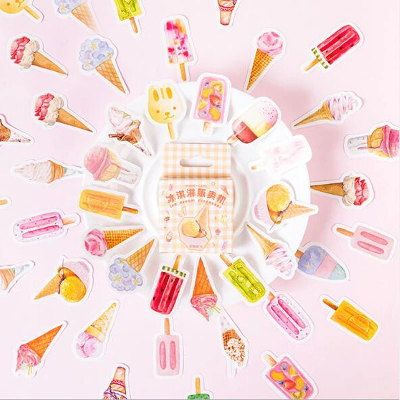 

Creative Ice cream dispenser Bullet Journal Decorative Stationery Stickers Scrapbooking DIY Diary Album Stick Lable 46pcs/box