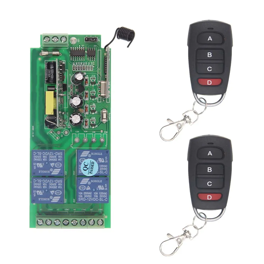 AC 85V-265V 110V 220V 230V 4-канальный радиочастотный беспроводной фотоприемник + 2X