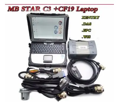 MB C3 HDD CF19 Лучшее Качество MB STAR C3 SD Pro мультиплексор OBD автоматический диагностический инструмент STAR C3 pro для автомобиля и грузовика с программным обеспечением HDD и ноутбука CF-19 - Цвет: MB C3 HDD CF19