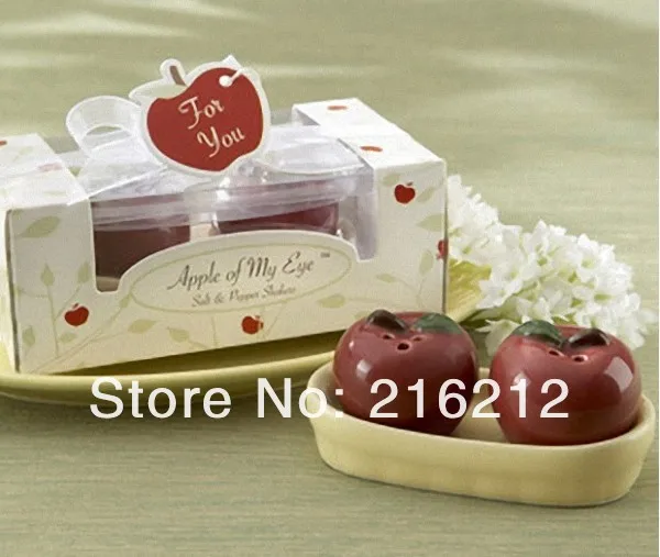 12sets=24 pcs Two apples in a Pod Salt and Pepper Shakers Wedding Favors