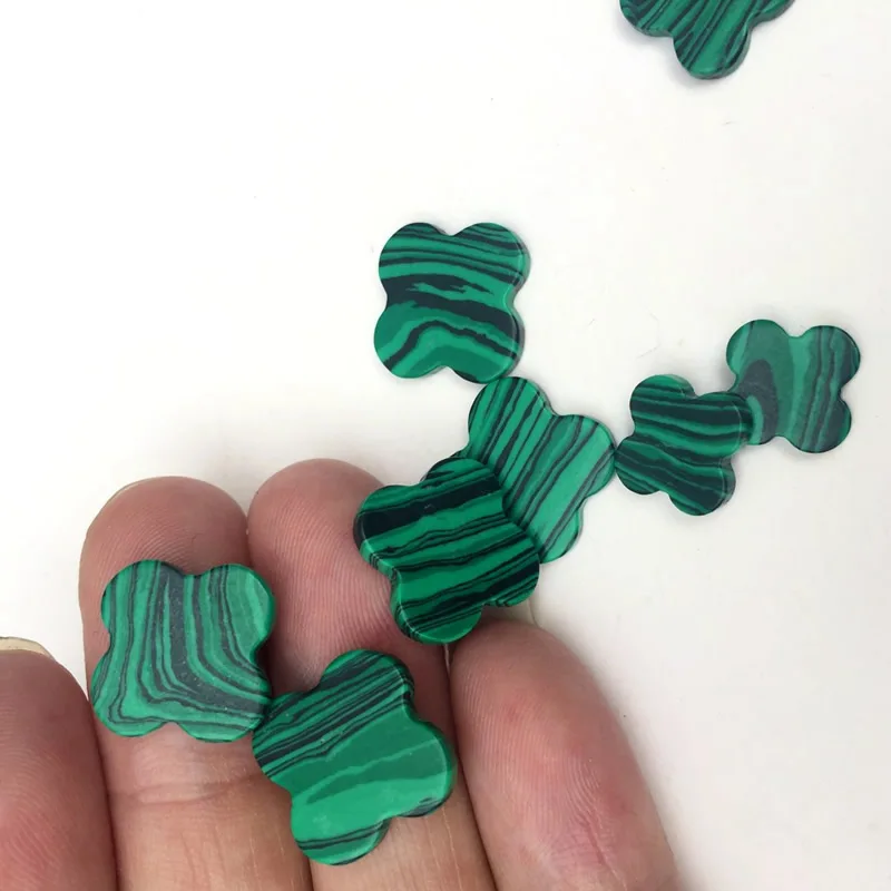 malachite Малахитовые синтетический сосновые каменные бусины с клевером 10/12/14 мм размер может быть выбран для самостоятельного изготовления ювелирных украшений аксессуары инкрустация 5 шт./лот - Цвет: malachite