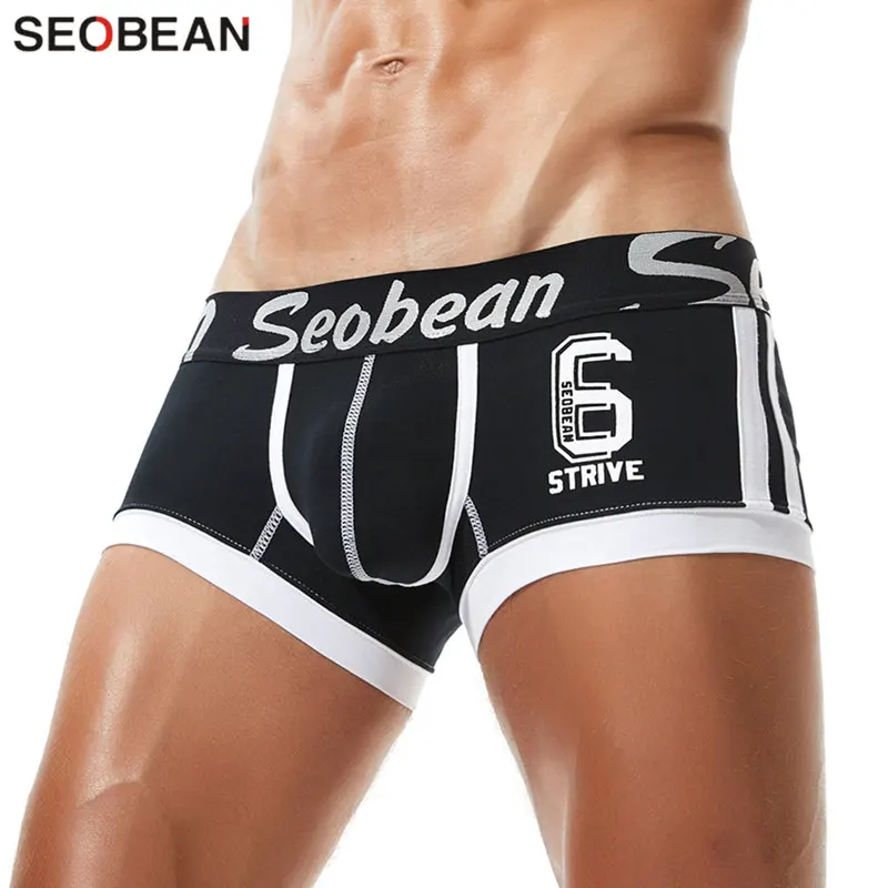 Трусы боксеры SEOBEAN мужские с заниженной талией хлопковое нижнее белье дышащие
