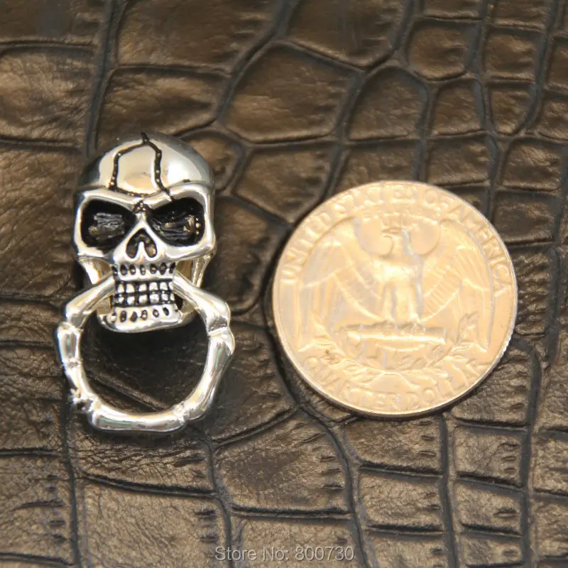 C06) 3 шт Slide-Skull-O-Ring бумажник соединитель для цепи соединительная часть латунь Conchos с серебряным покрытием кожевенное ремесло