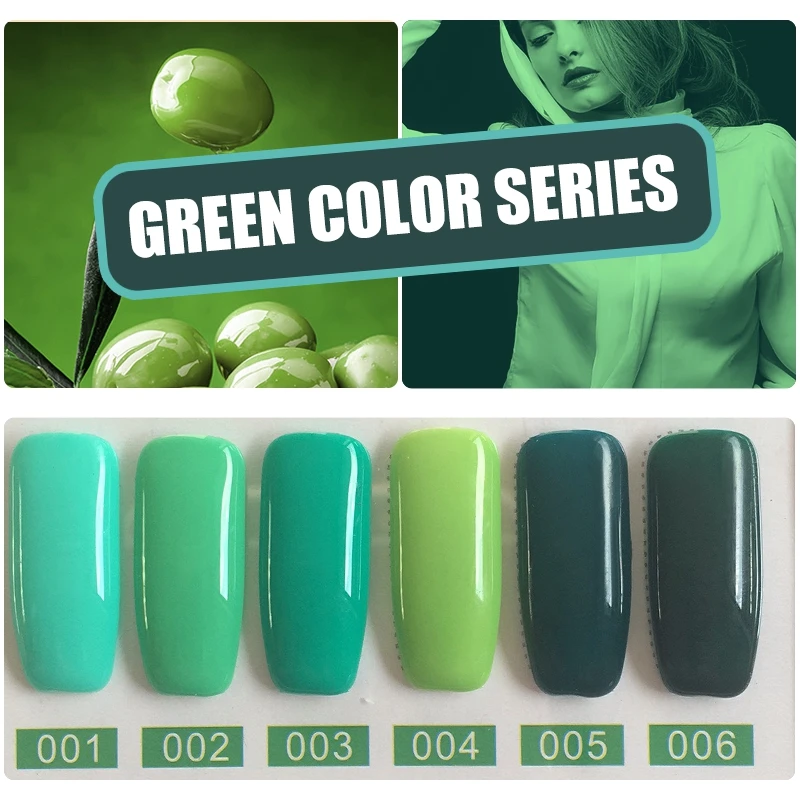 Гель-лак MIZHSE 6 шт. в наборе, лак для ногтей Esmaltes Para Pintar Unha, индивидуальная этикетка, УФ гель-праймер, Гель-лак для ногтей, лак для ногтей - Цвет: Green