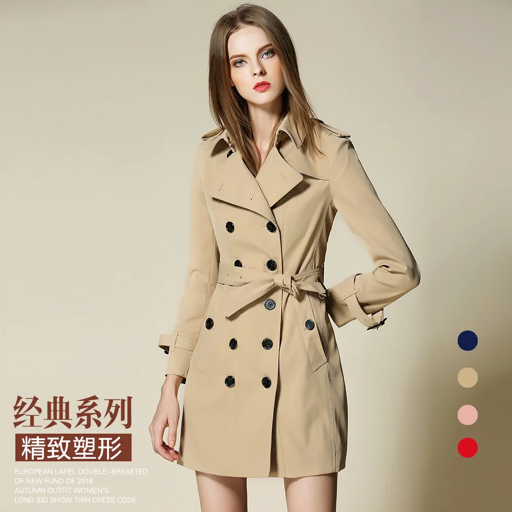 2020 осень новое Брендовое модное Женские Классические двубортные Тренч