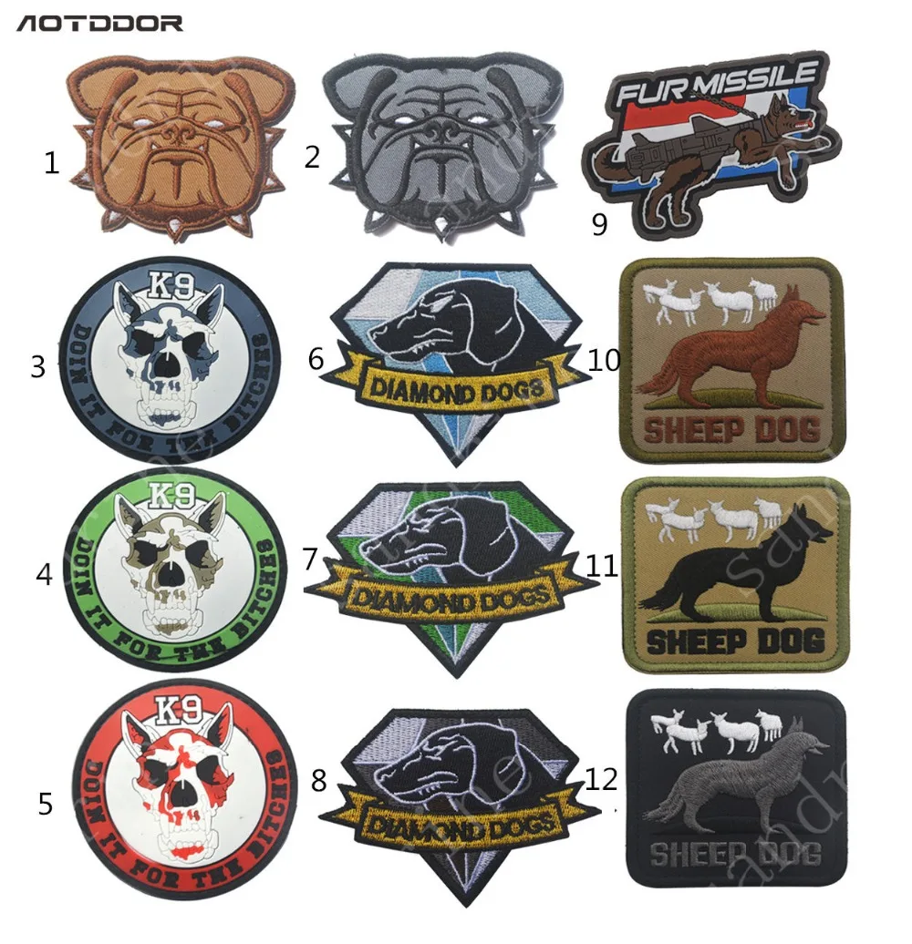 Bulldog Sheepdog K9 Embroidery Patch for Search and Rescue Military Tactical  Patches Emblem Appliques Embroidered Badges