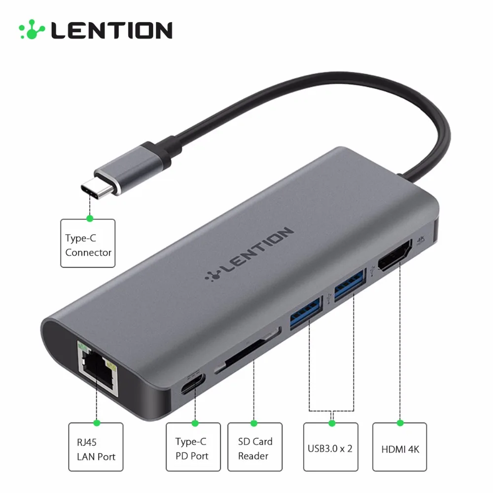 Lention USB C хаб все в одном 4 К 30 HzHDMI Card Reader RJ45 PD 3 0 Multi Порты и разъёмы сплиттер для MacBook