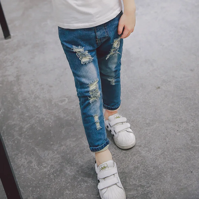 Новое поступление 2017 детские джинсовые брюки для мальчиков осенние с
