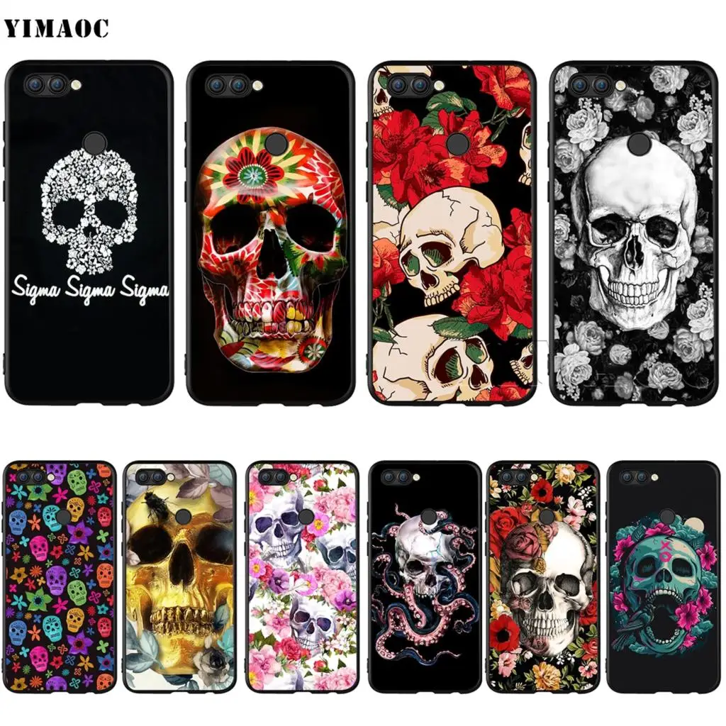 Силиконовый чехол YIMAOC с цветочным принтом сахарного черепа для huawei mate 10 P8 P9 P10 P20 Lite Pro P Y7 Y9 Smart Mini