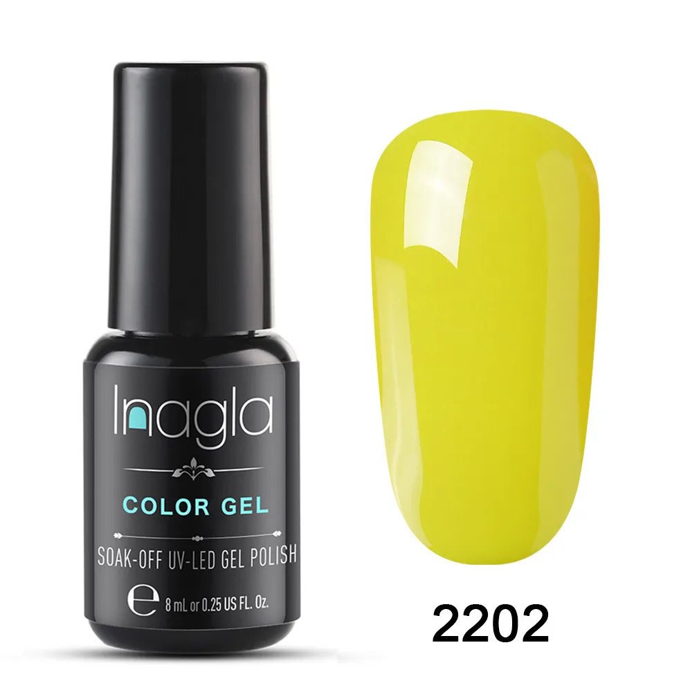 Inagla 8ML Yellow Series Pure Color Gel Nail Polish Long Lasting 20 Colors UV LED Varnish Lacquer Soak Off Enamel | Красота и