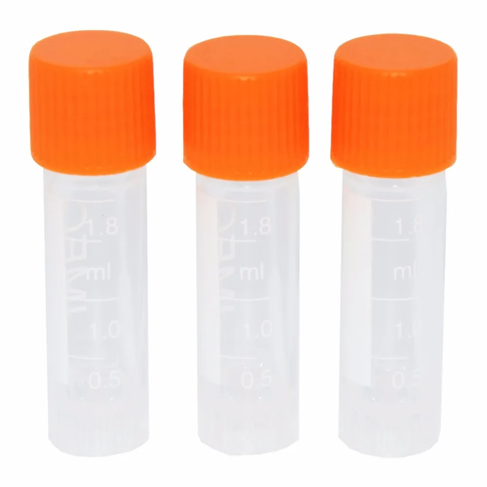 100 PCS  Clear Plastic Test Tubes Centrifuge Tubes 1.8ml Science Lab Microcentrifuge Tubes (Orange)