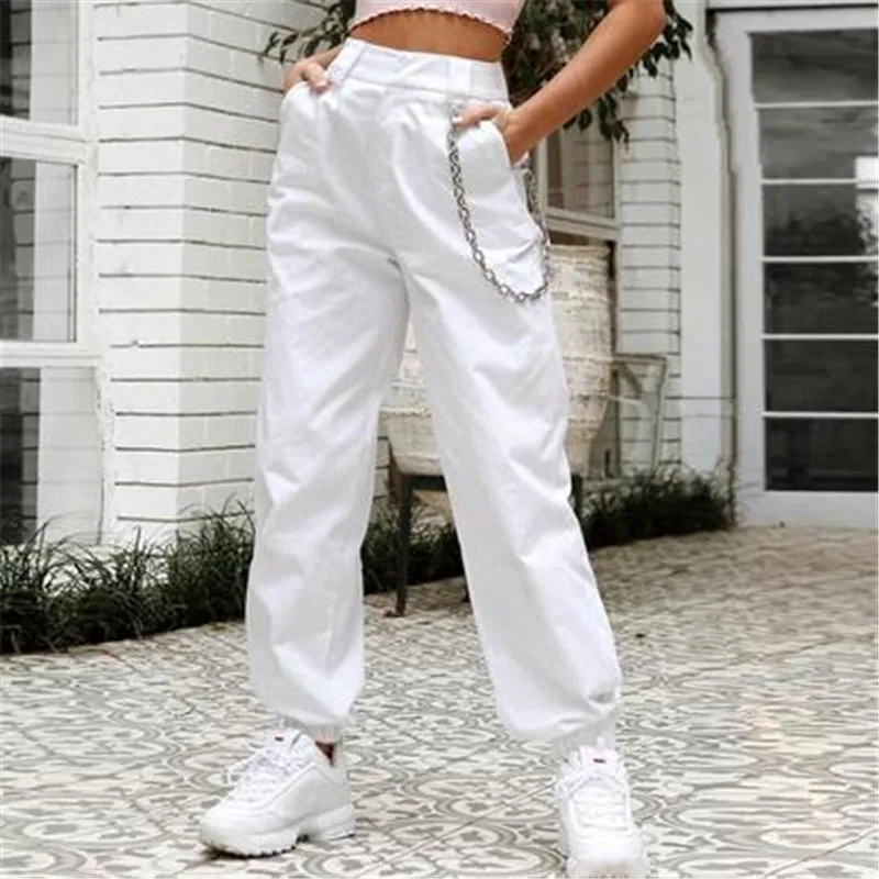 Женские шаровары в стиле хип хоп повседневные брюки карго с высокой талией и